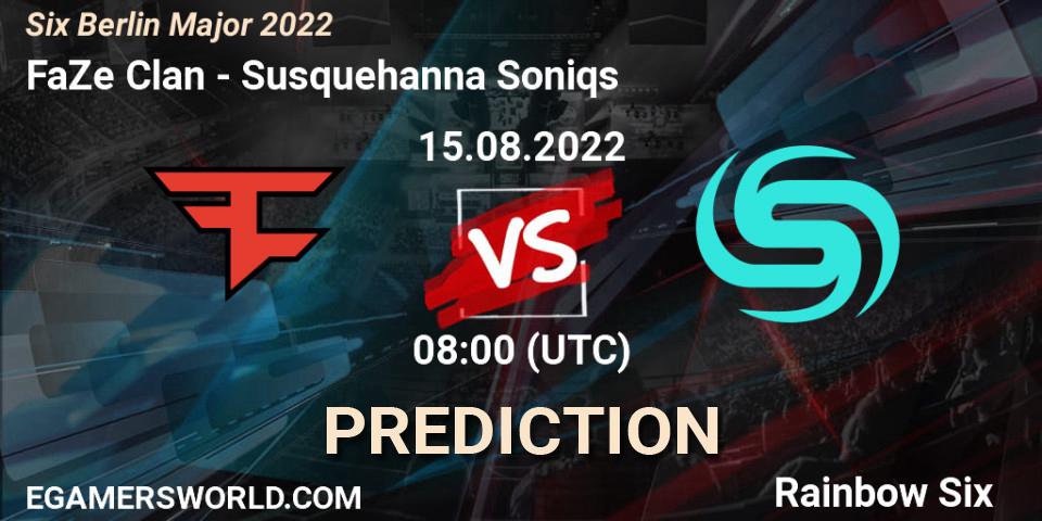 FaZe Clan vs Susquehanna Soniqs: Match Prediction. 17.08.2022 at 17:10, Rainbow Six, Six Berlin Major 2022