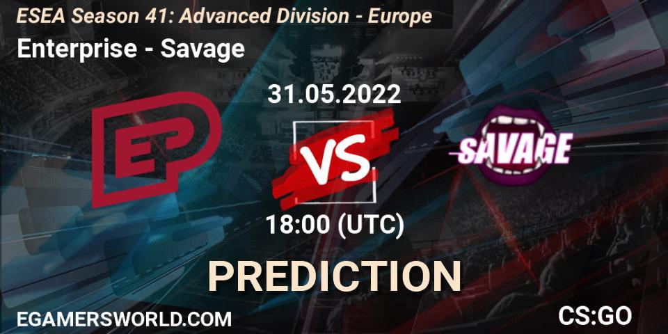 Enterprise vs Savage: Match Prediction. 31.05.2022 at 18:00, Counter-Strike (CS2), ESEA Season 41: Advanced Division - Europe