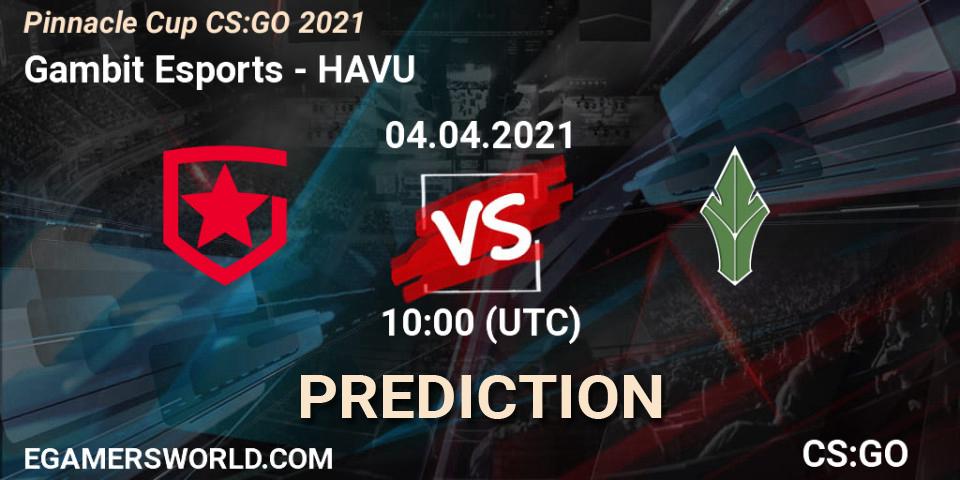 Gambit Esports vs HAVU: Match Prediction. 04.04.2021 at 10:00, Counter-Strike (CS2), Pinnacle Cup #1
