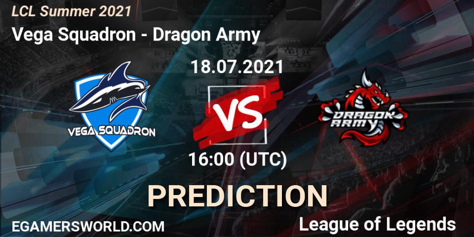 Vega Squadron vs Dragon Army: Match Prediction. 18.07.2021 at 16:00, LoL, LCL Summer 2021