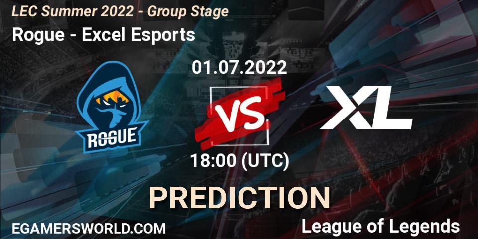 Rogue vs Excel Esports: Match Prediction. 01.07.22, LoL, LEC Summer 2022 - Group Stage