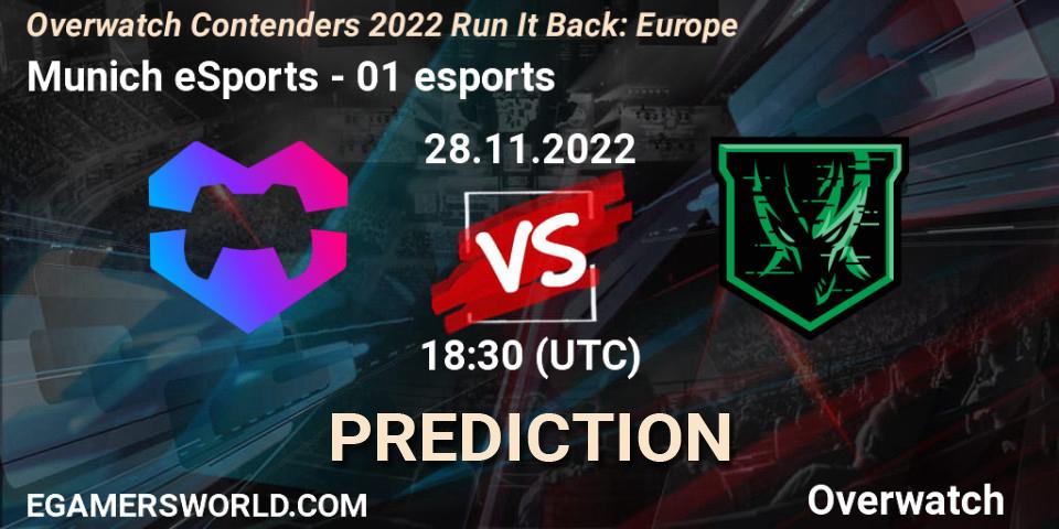 Munich eSports vs 01 esports: Match Prediction. 30.11.2022 at 18:30, Overwatch, Overwatch Contenders 2022 Run It Back: Europe