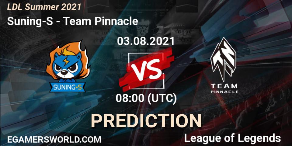 Suning-S vs Team Pinnacle: Match Prediction. 03.08.2021 at 08:30, LoL, LDL Summer 2021