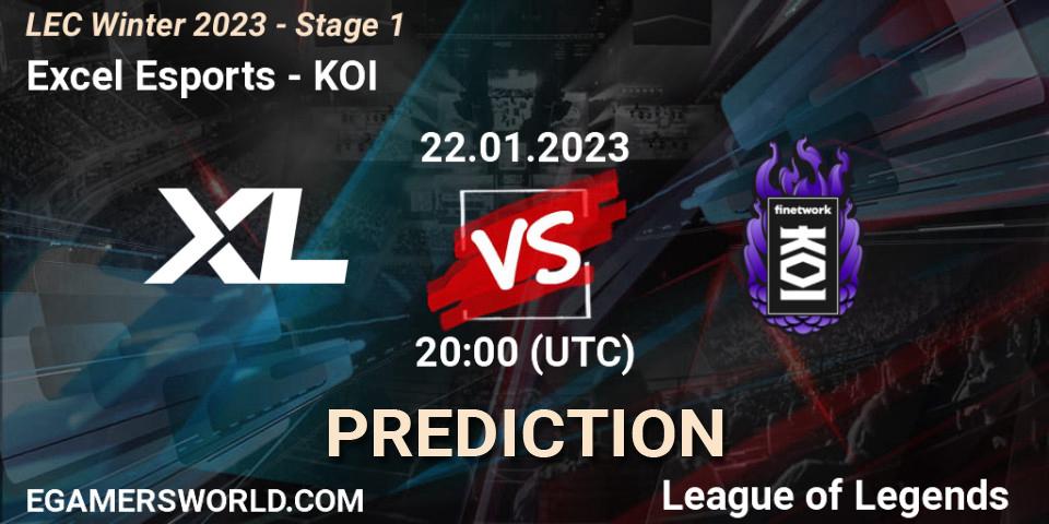 Excel Esports vs KOI: Match Prediction. 22.01.2023 at 20:00, LoL, LEC Winter 2023 - Stage 1