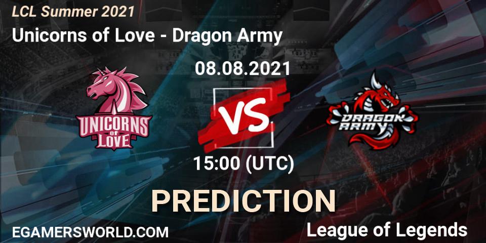 Unicorns of Love vs Dragon Army: Match Prediction. 08.08.21, LoL, LCL Summer 2021