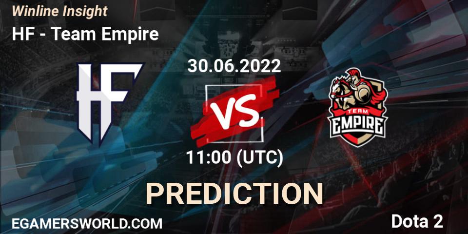 HF vs Team Empire: Match Prediction. 30.06.2022 at 11:01, Dota 2, Winline Insight