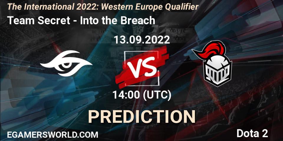 Team Secret vs Into the Breach: Match Prediction. 13.09.22, Dota 2, The International 2022: Western Europe Qualifier