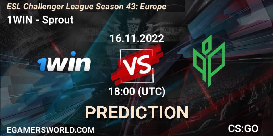 1WIN vs Sprout: Match Prediction. 22.11.2022 at 18:00, Counter-Strike (CS2), ESL Challenger League Season 43: Europe