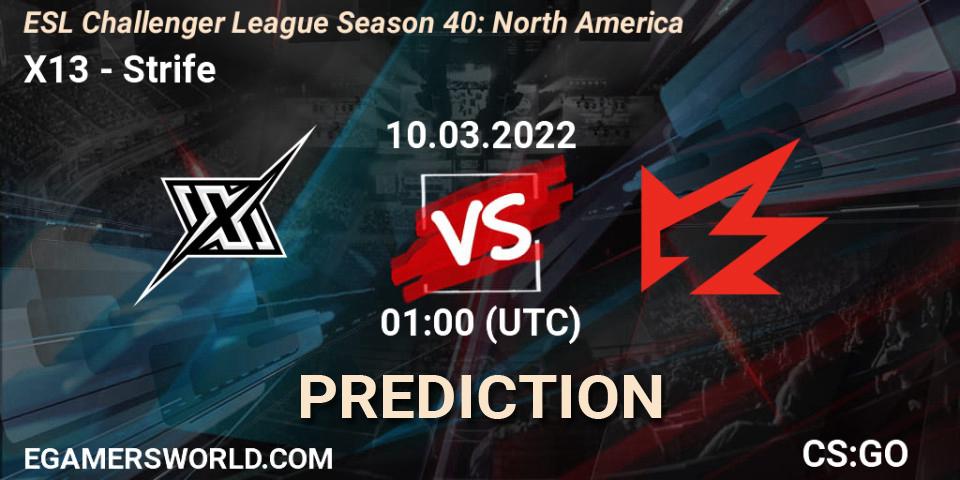 X13 vs Strife: Match Prediction. 14.03.2022 at 21:00, Counter-Strike (CS2), ESL Challenger League Season 40: North America