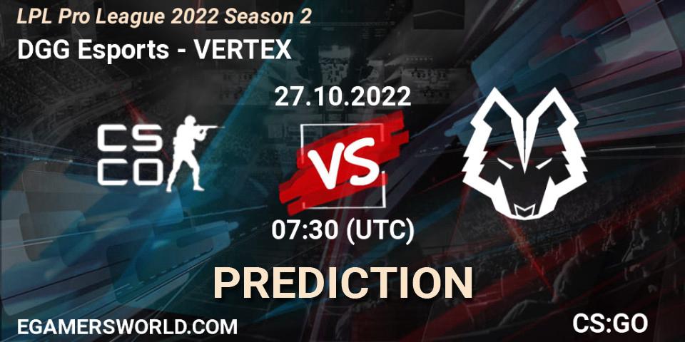 DGG Esports vs VERTEX: Match Prediction. 27.10.2022 at 07:40, Counter-Strike (CS2), LPL Pro League 2022 Season 2