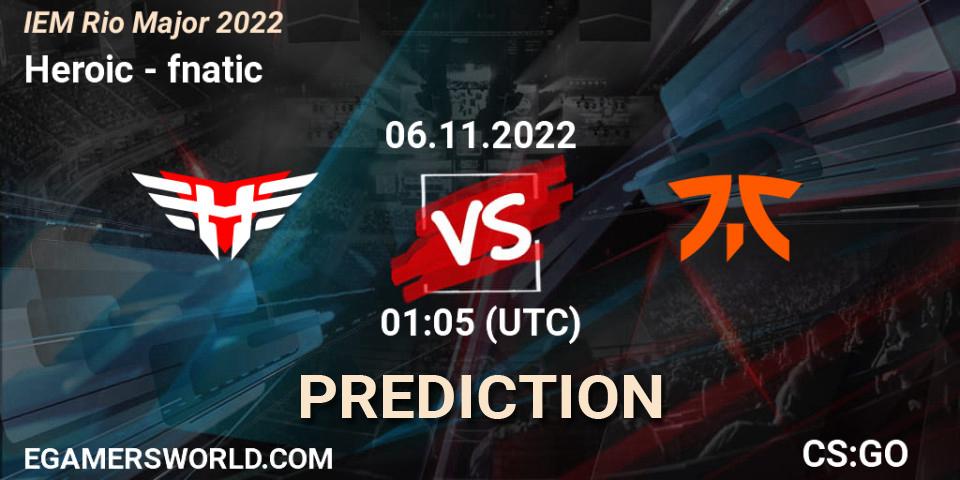 Heroic vs fnatic: Match Prediction. 06.11.22, CS2 (CS:GO), IEM Rio Major 2022