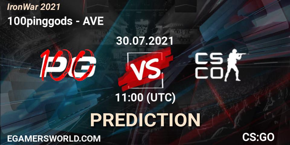 100pinggods vs AVE: Match Prediction. 30.07.2021 at 11:15, Counter-Strike (CS2), IronWar