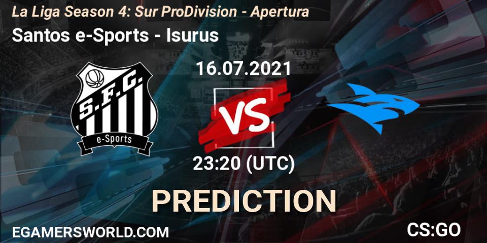 Santos e-Sports vs Isurus: Match Prediction. 16.07.21, CS2 (CS:GO), La Liga Season 4: Sur Pro Division - Apertura