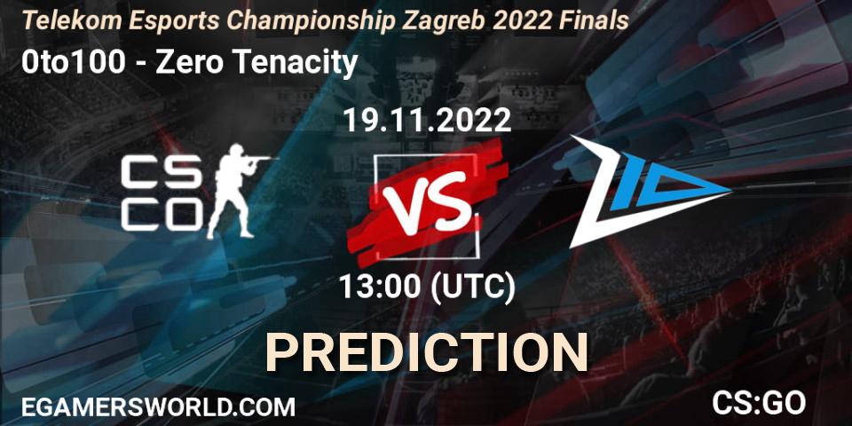 0to100 vs Zero Tenacity: Match Prediction. 19.11.2022 at 13:40, Counter-Strike (CS2), Telekom eSports Championship 2022