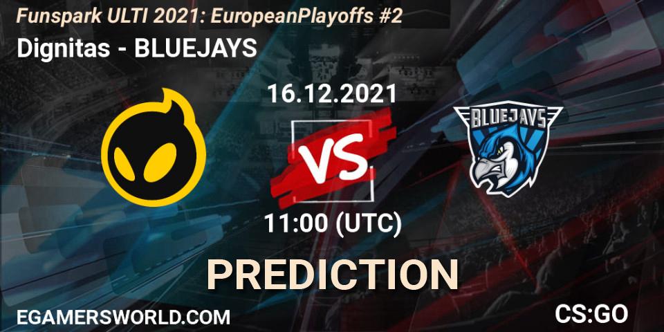 Dignitas vs BLUEJAYS: Match Prediction. 16.12.2021 at 11:00, Counter-Strike (CS2), Funspark ULTI 2021: European Playoffs #2