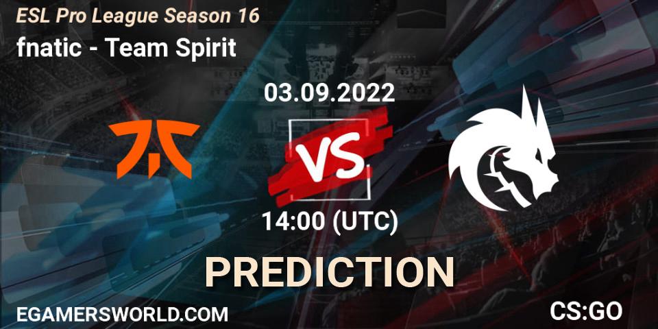 fnatic vs Team Spirit: Match Prediction. 03.09.2022 at 14:00, Counter-Strike (CS2), ESL Pro League Season 16