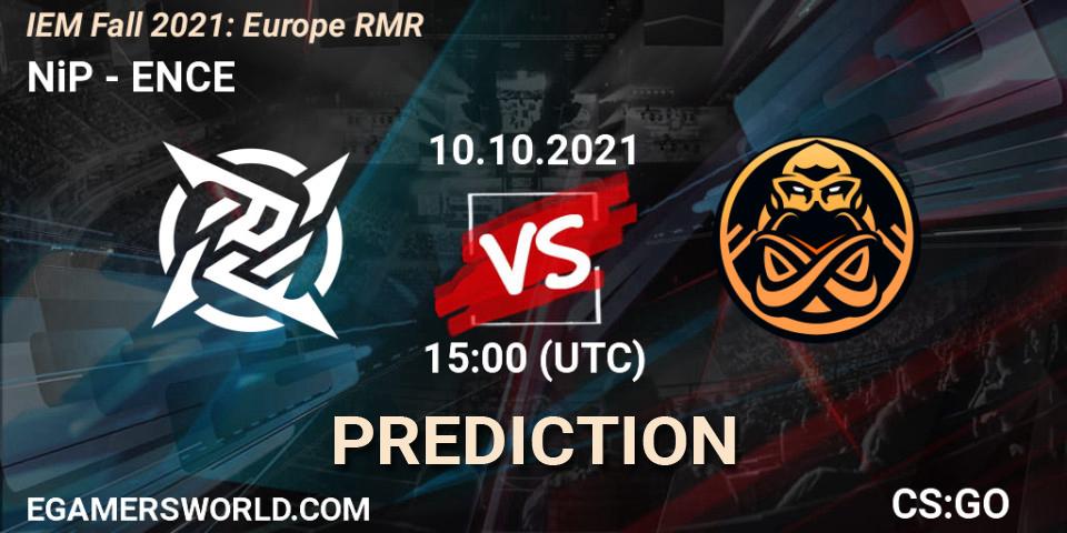 NiP vs ENCE: Match Prediction. 10.10.2021 at 15:00, Counter-Strike (CS2), IEM Fall 2021: Europe RMR