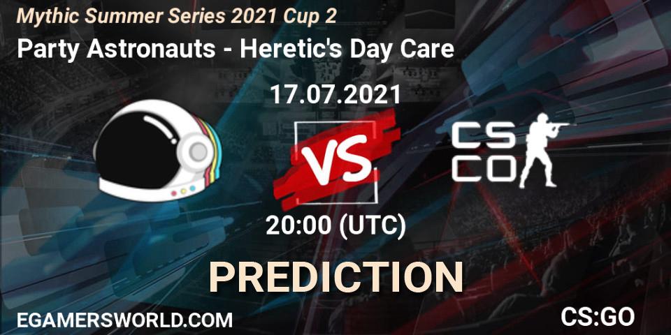 Party Astronauts vs Heretic's Day Care: Match Prediction. 17.07.2021 at 20:00, Counter-Strike (CS2), Mythic Summer Series 2021 Cup 2