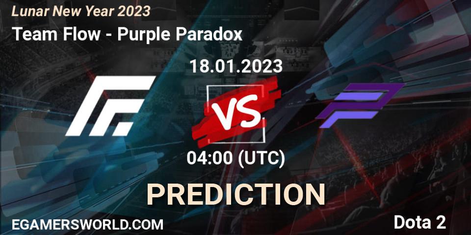 Team Flow vs Purple Paradox: Match Prediction. 18.01.2023 at 04:06, Dota 2, Lunar New Year 2023