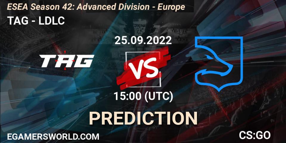 TAG vs LDLC: Match Prediction. 25.09.2022 at 15:00, Counter-Strike (CS2), ESEA Season 42: Advanced Division - Europe