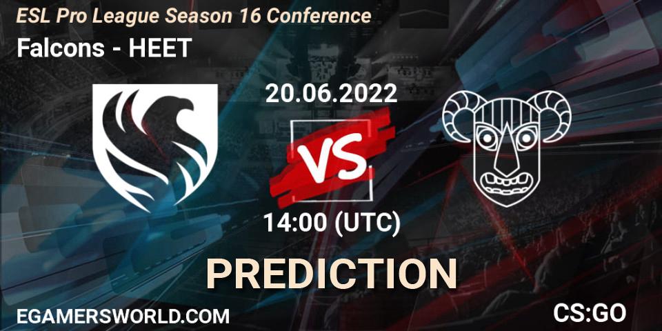 Falcons vs HEET: Match Prediction. 20.06.2022 at 14:00, Counter-Strike (CS2), ESL Pro League Season 16 Conference