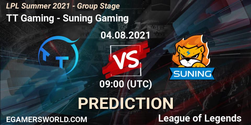 TT Gaming vs Suning Gaming: Match Prediction. 04.08.21, LoL, LPL Summer 2021 - Group Stage