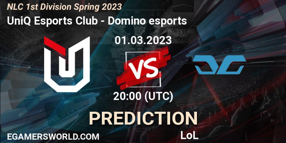 UniQ Esports Club vs Domino esports: Match Prediction. 07.02.23, LoL, NLC 1st Division Spring 2023