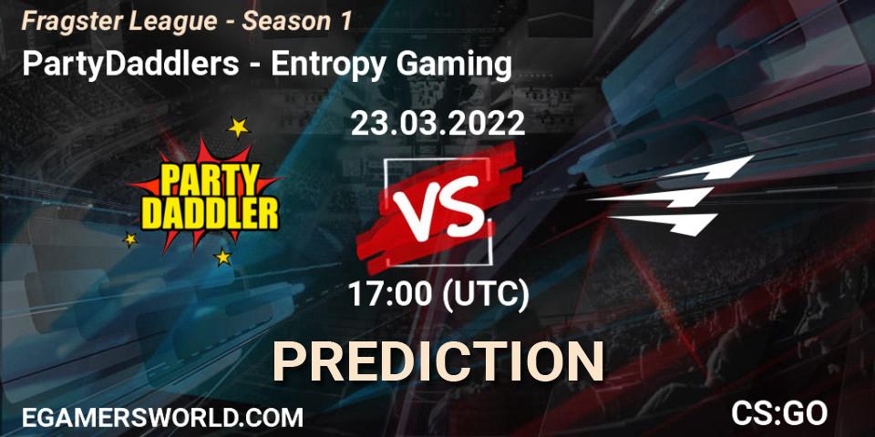 PartyDaddlers vs Entropy Gaming: Match Prediction. 23.03.2022 at 17:00, Counter-Strike (CS2), Fragster League - Season 1