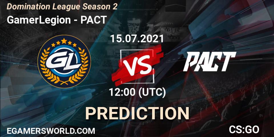 GamerLegion vs PACT: Match Prediction. 15.07.2021 at 12:00, Counter-Strike (CS2), Domination League Season 2