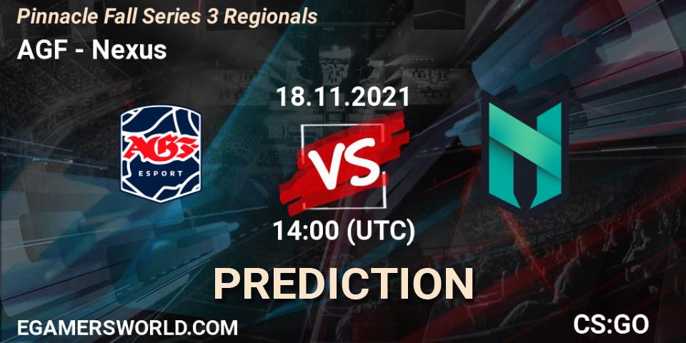 AGF vs Nexus: Match Prediction. 18.11.2021 at 14:00, Counter-Strike (CS2), Pinnacle Fall Series 3 Regionals