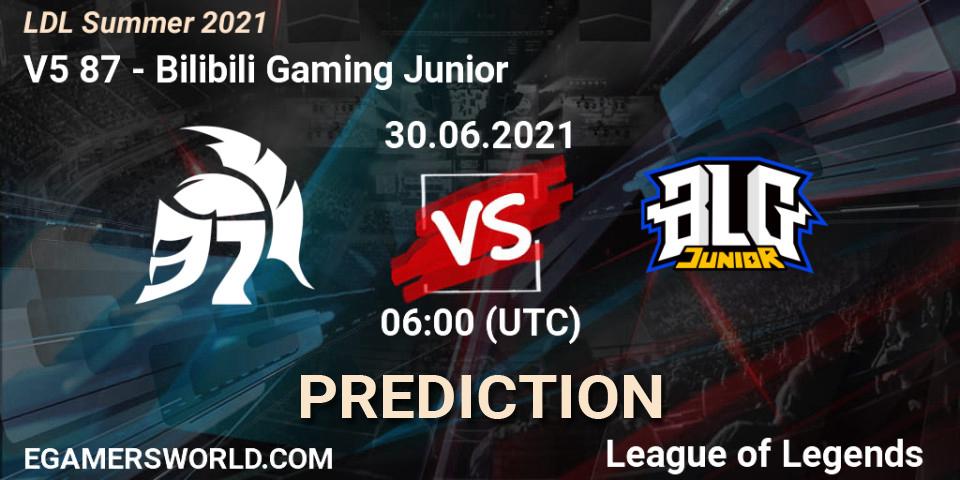 V5 87 vs Bilibili Gaming Junior: Match Prediction. 30.06.2021 at 06:00, LoL, LDL Summer 2021