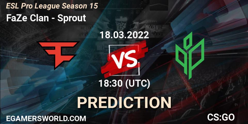 FaZe Clan vs Sprout: Match Prediction. 18.03.2022 at 18:35, Counter-Strike (CS2), ESL Pro League Season 15