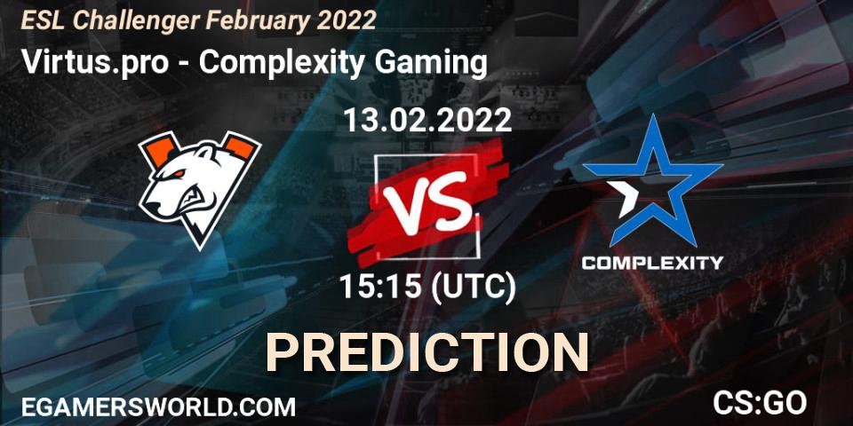 Virtus.pro vs Complexity Gaming: Match Prediction. 13.02.2022 at 15:55, Counter-Strike (CS2), ESL Challenger February 2022