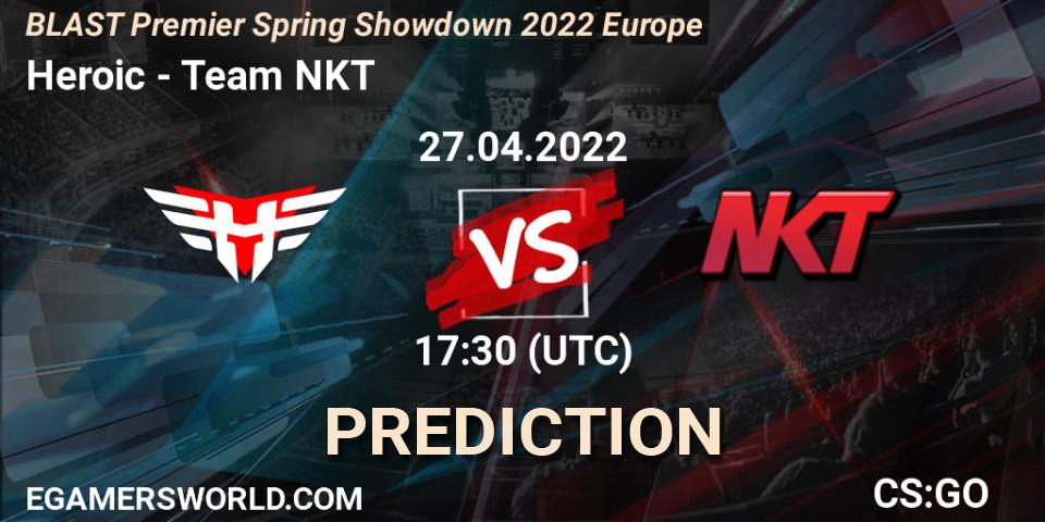 Heroic vs Team NKT: Match Prediction. 27.04.2022 at 17:45, Counter-Strike (CS2), BLAST Premier Spring Showdown 2022 Europe
