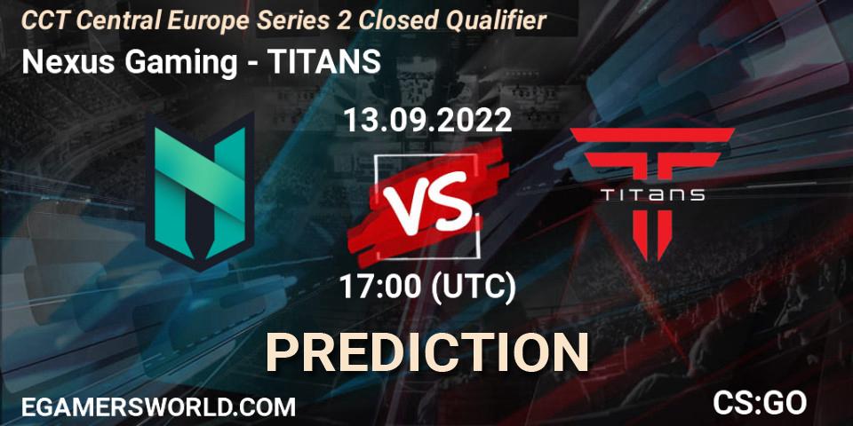 Nexus Gaming vs TITANS: Match Prediction. 13.09.2022 at 18:40, Counter-Strike (CS2), CCT Central Europe Series 2 Closed Qualifier