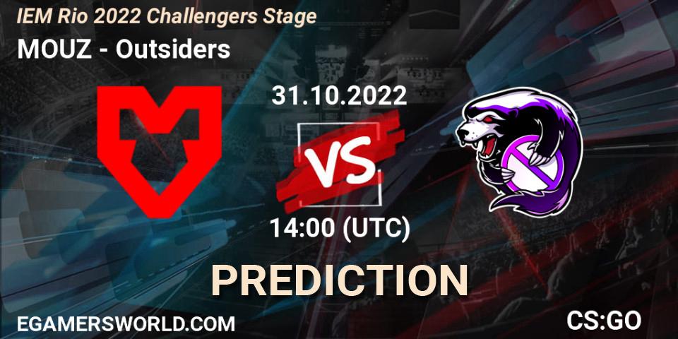MOUZ vs Outsiders: Match Prediction. 31.10.2022 at 14:00, Counter-Strike (CS2), IEM Rio 2022 Challengers Stage