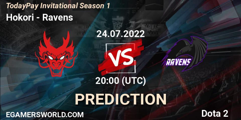 Hokori vs Ravens: Match Prediction. 24.07.2022 at 20:04, Dota 2, TodayPay Invitational Season 1