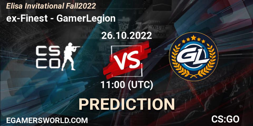 ex-Finest vs GamerLegion: Match Prediction. 26.10.2022 at 11:00, Counter-Strike (CS2), Elisa Invitational Fall 2022