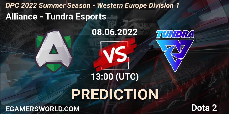 Alliance vs Tundra Esports: Match Prediction. 08.06.2022 at 12:55, Dota 2, DPC WEU 2021/2022 Tour 3: Division I