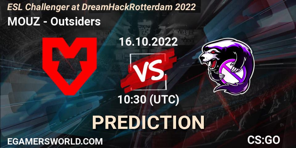 MOUZ vs Outsiders: Match Prediction. 16.10.22, CS2 (CS:GO), ESL Challenger at DreamHack Rotterdam 2022