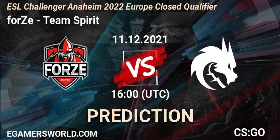 forZe vs Team Spirit: Match Prediction. 11.12.21, CS2 (CS:GO), ESL Challenger Anaheim 2022 Europe Closed Qualifier