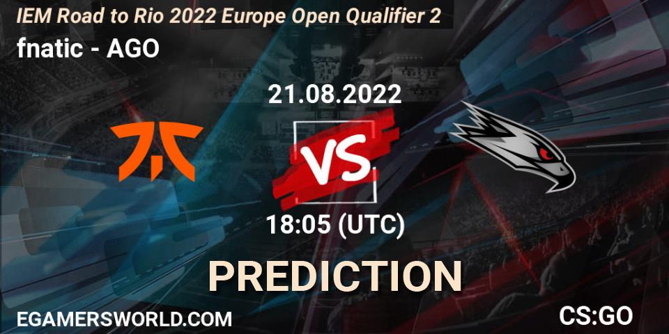 fnatic vs AGO: Match Prediction. 21.08.22, CS2 (CS:GO), IEM Road to Rio 2022 Europe Open Qualifier 2