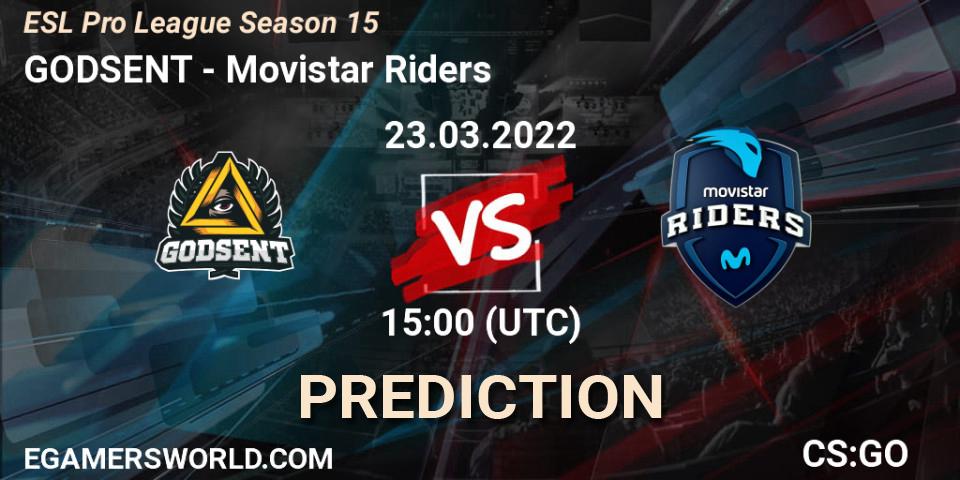 GODSENT vs Movistar Riders: Match Prediction. 23.03.2022 at 15:00, Counter-Strike (CS2), ESL Pro League Season 15