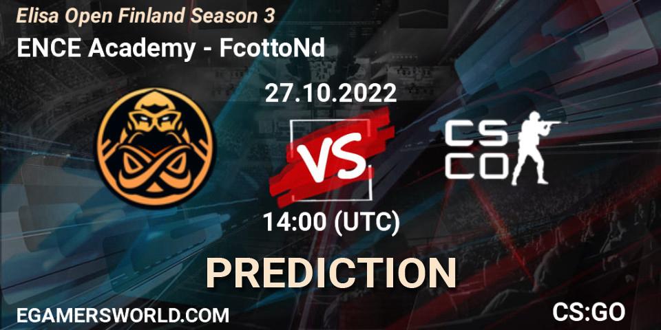 ENCE Academy vs FcottoNd: Match Prediction. 27.10.2022 at 14:00, Counter-Strike (CS2), Elisa Open Suomi Season 3