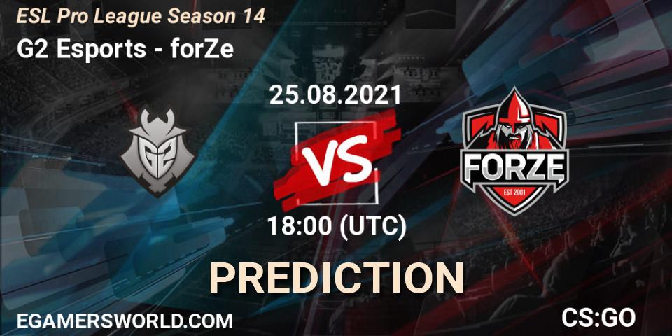 G2 Esports vs forZe: Match Prediction. 25.08.2021 at 20:15, Counter-Strike (CS2), ESL Pro League Season 14