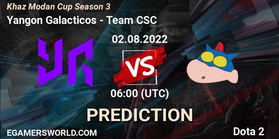 Yangon Galacticos vs Team CSC: Match Prediction. 02.08.2022 at 09:01, Dota 2, Khaz Modan Cup Season 3