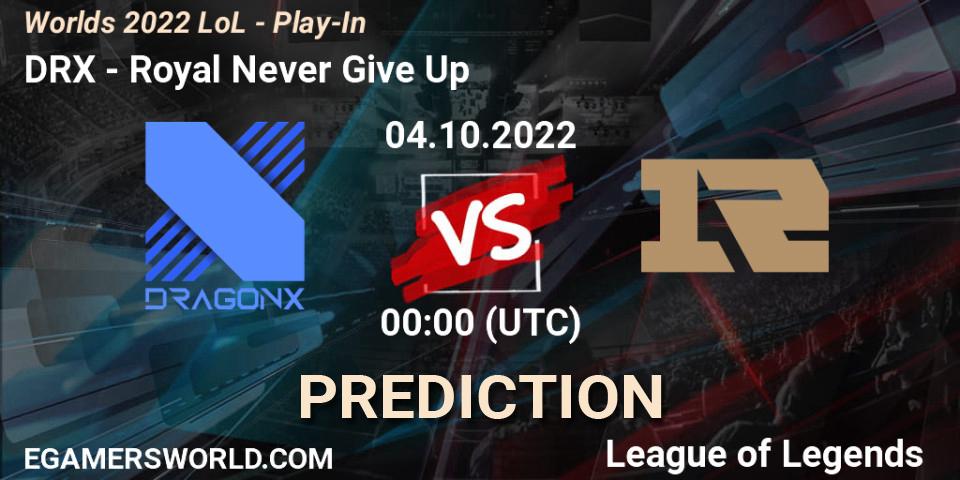 DRX vs Royal Never Give Up: Match Prediction. 30.09.22, LoL, Worlds 2022 LoL - Play-In