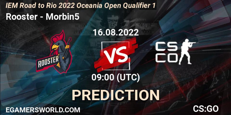 Rooster vs Morbin5: Match Prediction. 16.08.2022 at 09:00, Counter-Strike (CS2), IEM Road to Rio 2022 Oceania Open Qualifier 1