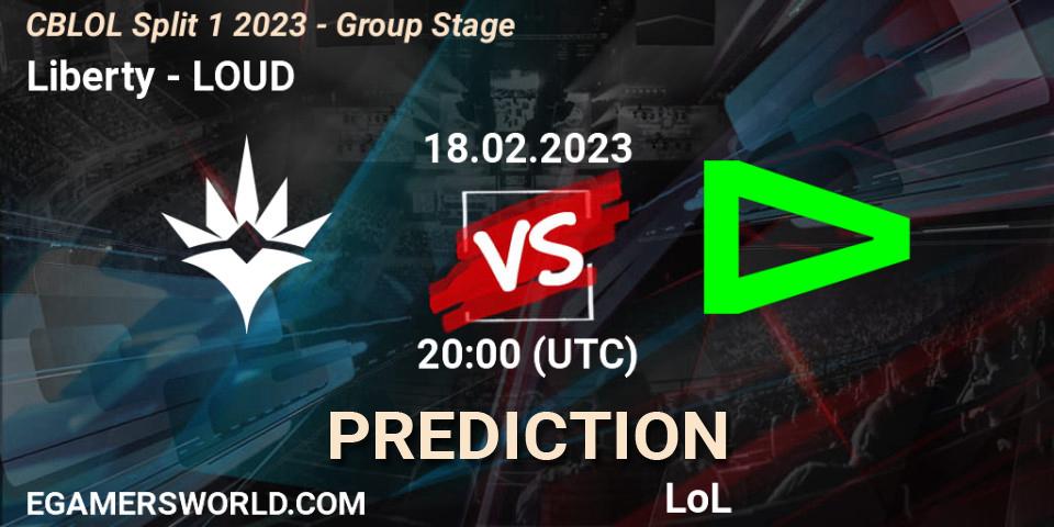 Liberty vs LOUD: Match Prediction. 18.02.2023 at 20:20, LoL, CBLOL Split 1 2023 - Group Stage