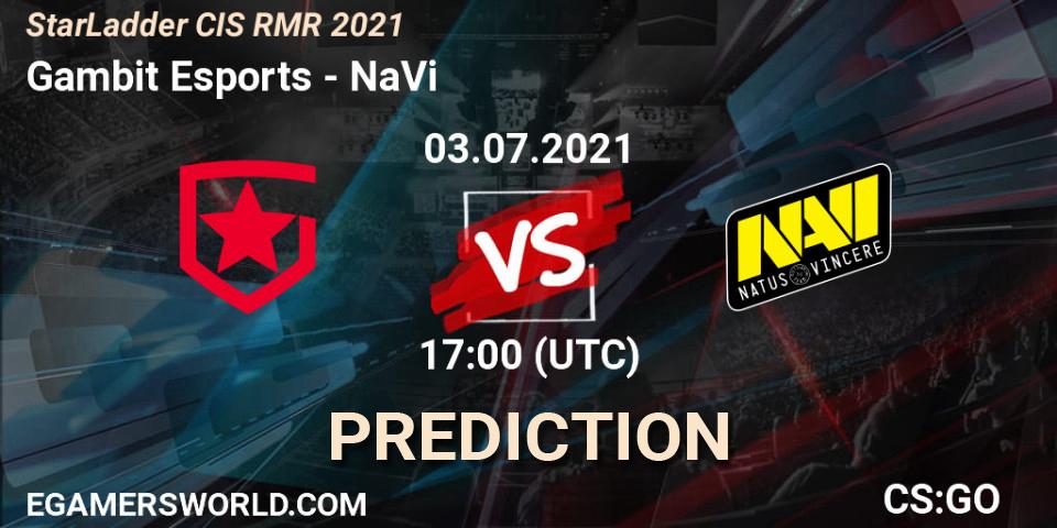 Gambit Esports vs NaVi: Match Prediction. 03.07.2021 at 17:45, Counter-Strike (CS2), StarLadder CIS RMR 2021